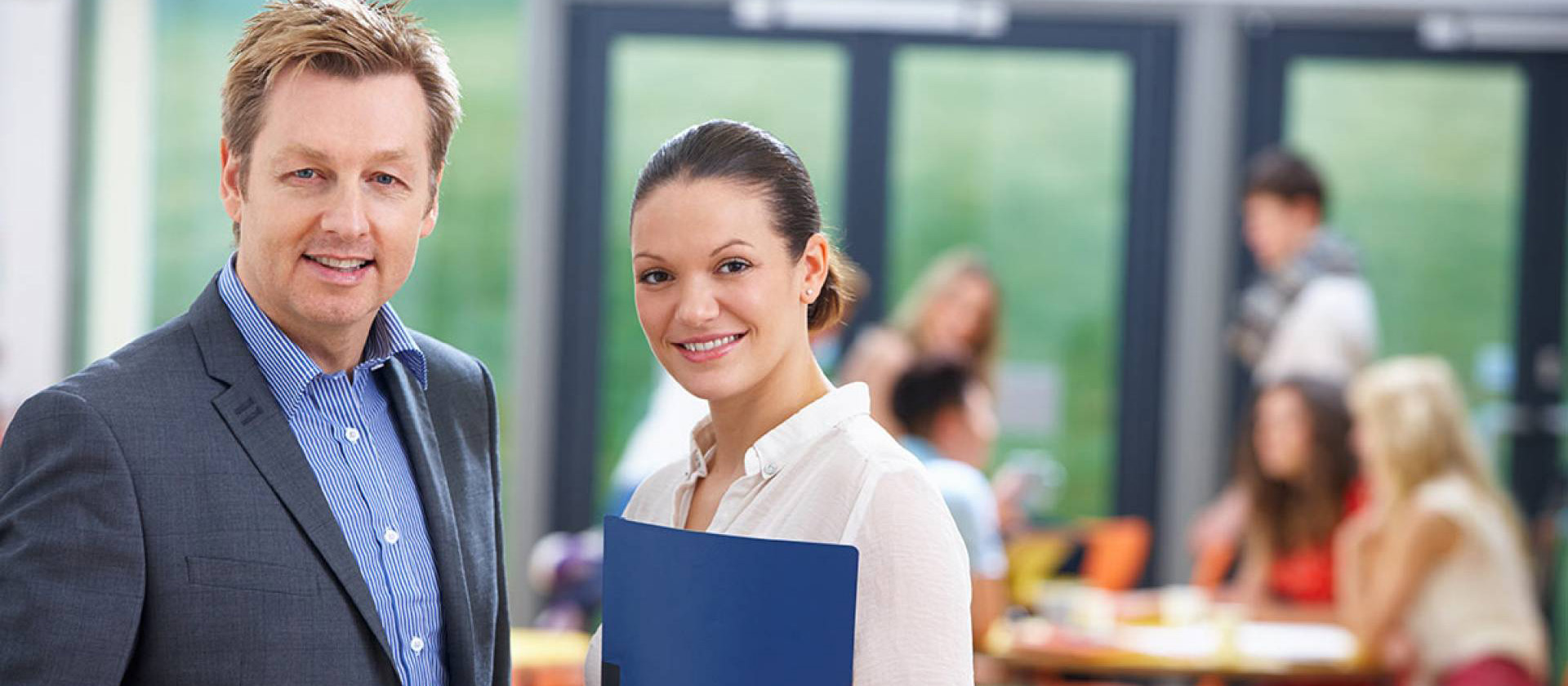 Man and woman at business meeting