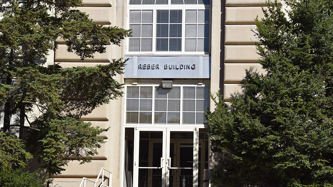 The entrance of Penn State's Reber Building, which is where the mechanical engineering faculty are located 