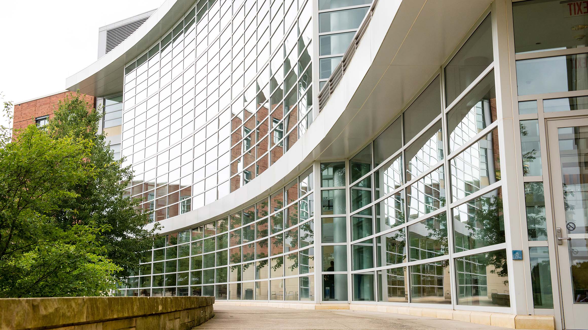 The front entrance of the Business Building at Penn State