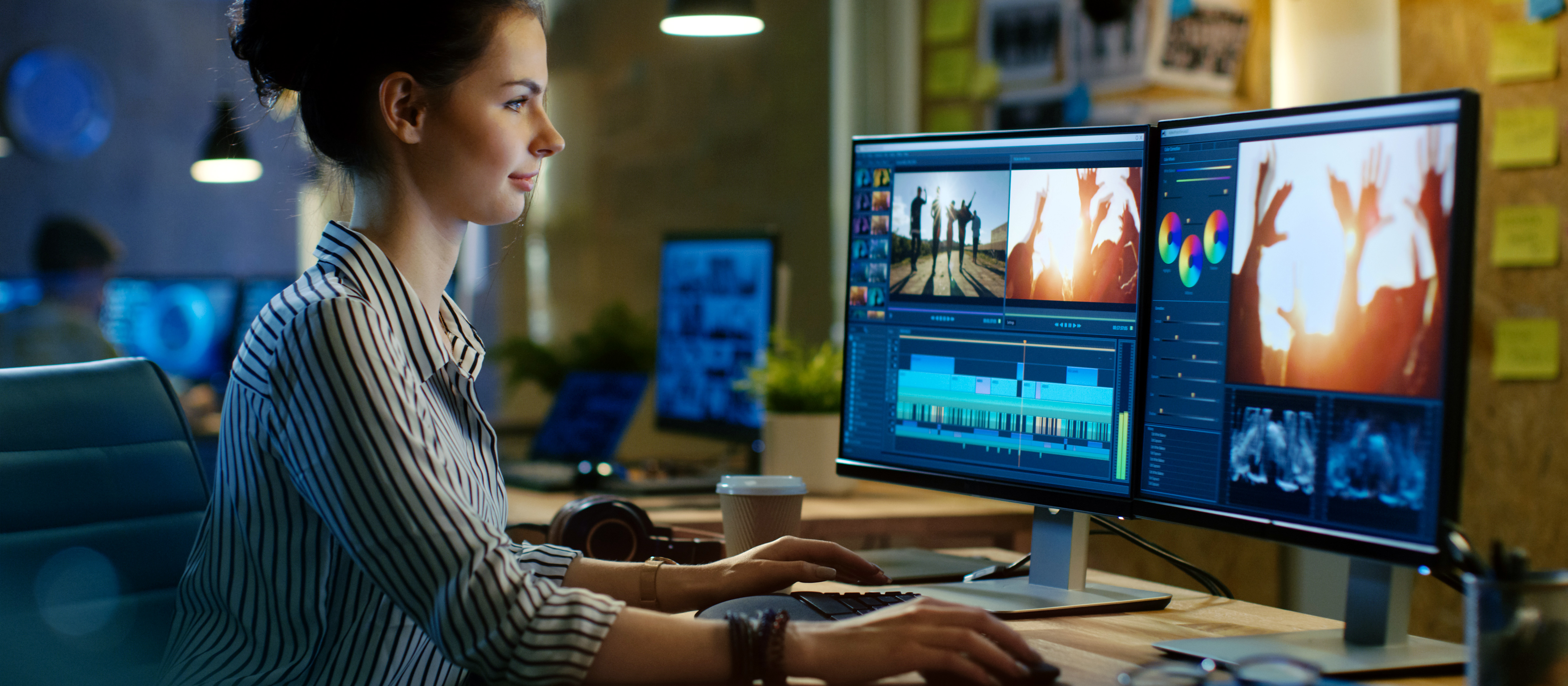 Digital artist working on computer