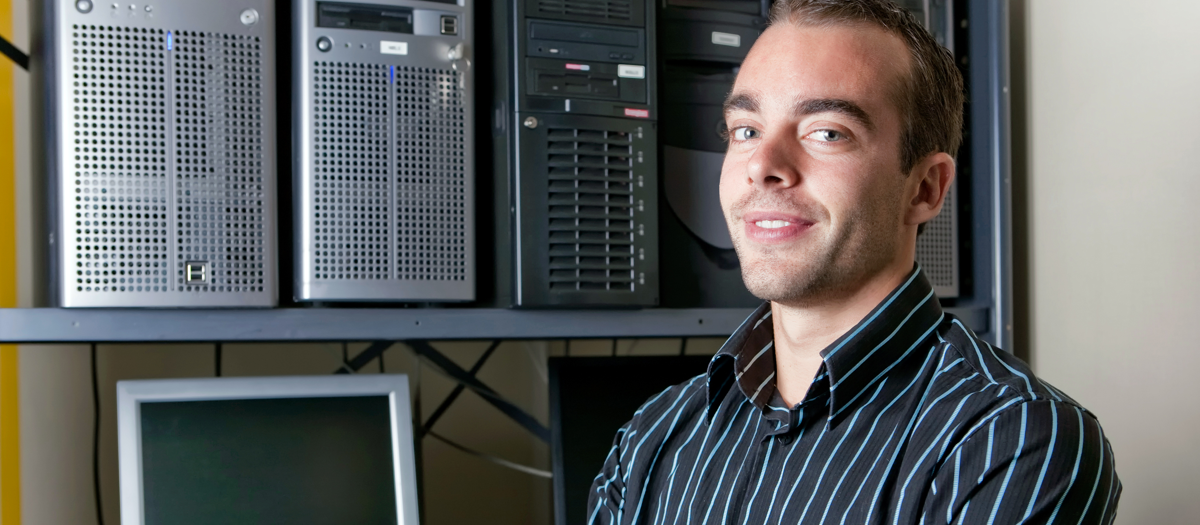 IST student in a server room