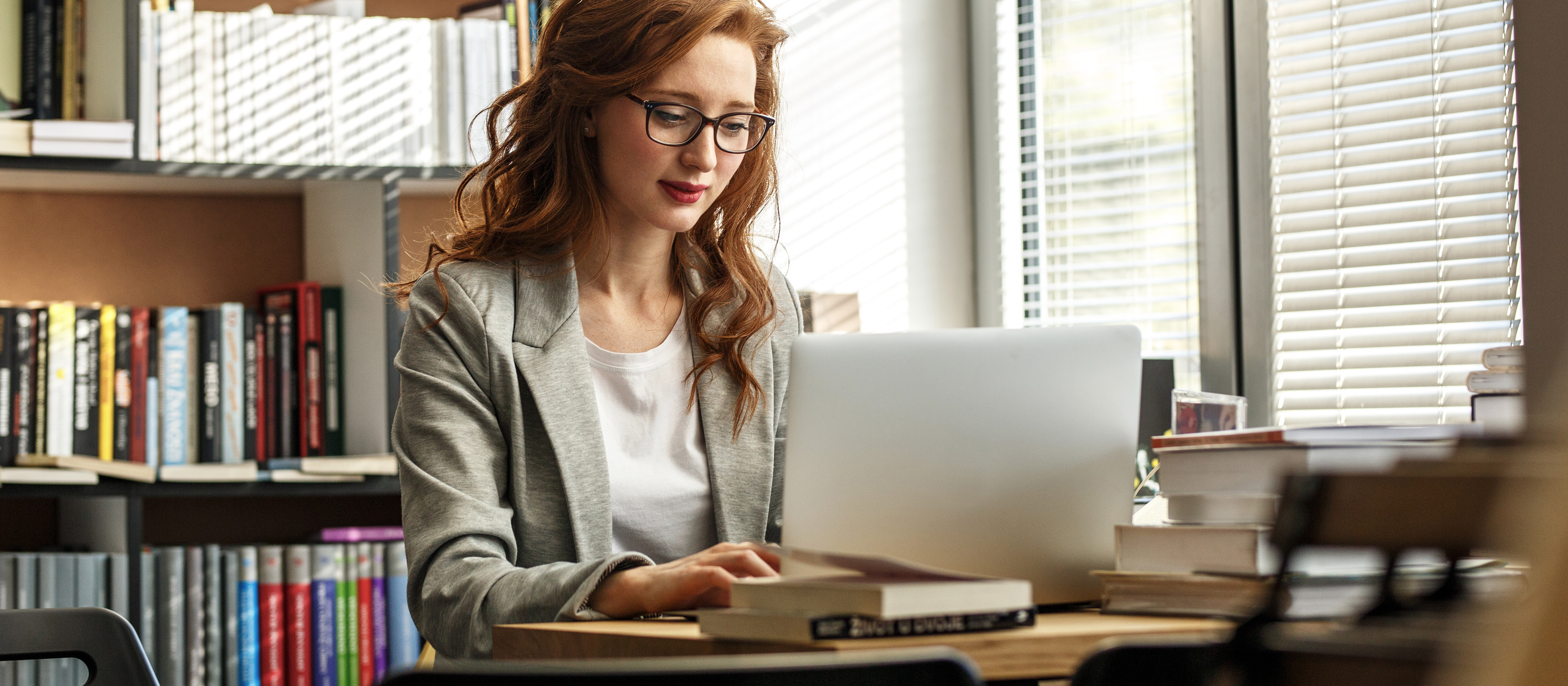 Woman working on a computer