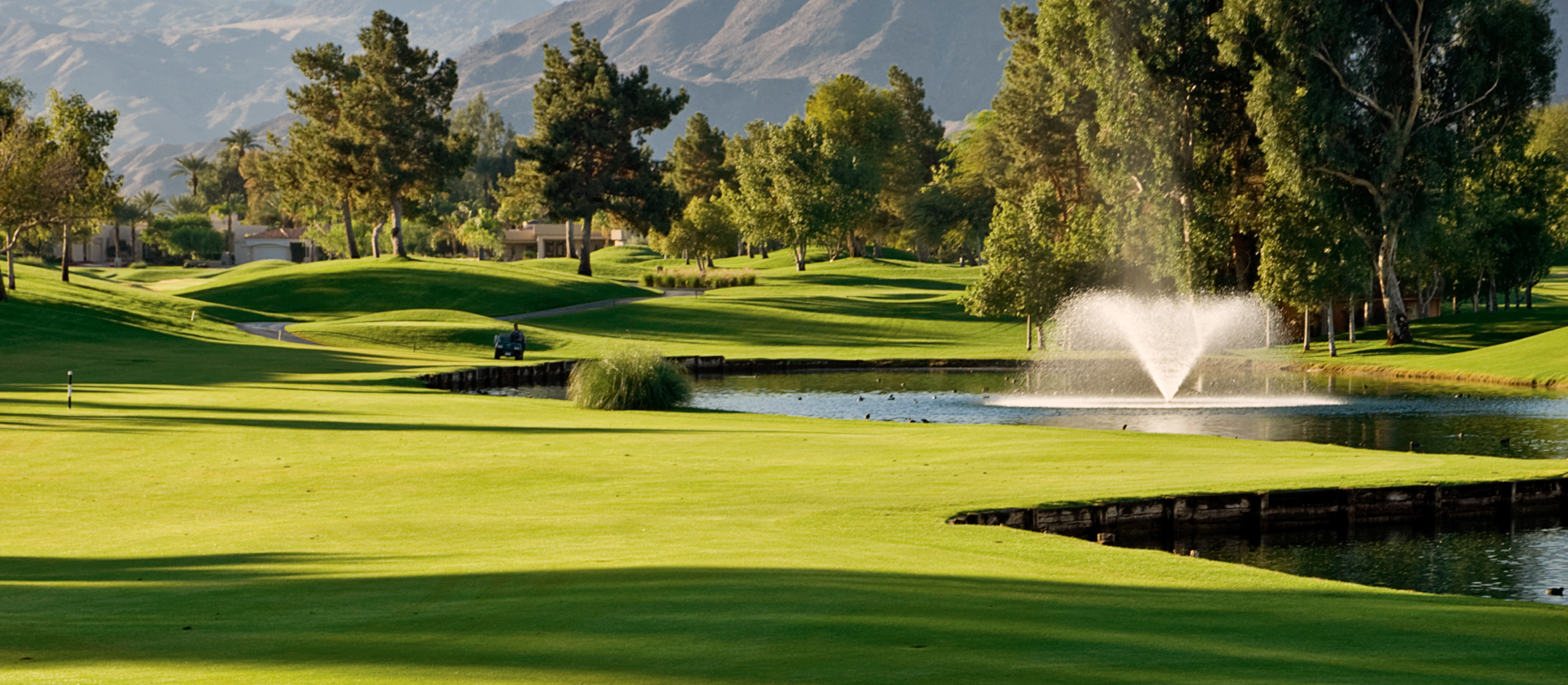 Golf course with fountain