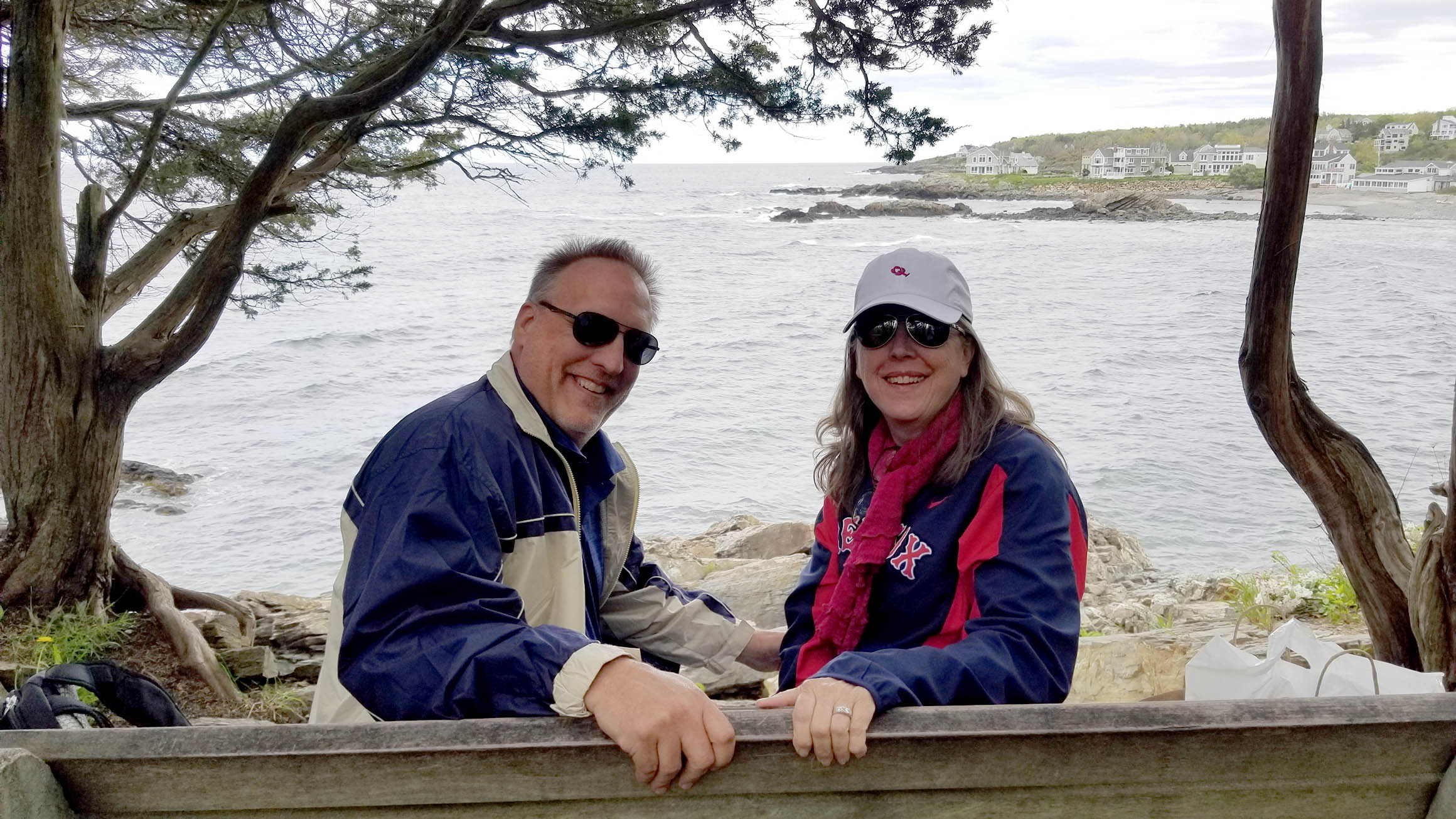 Mary Thomas is pictured with her husband on the shore of a lake.