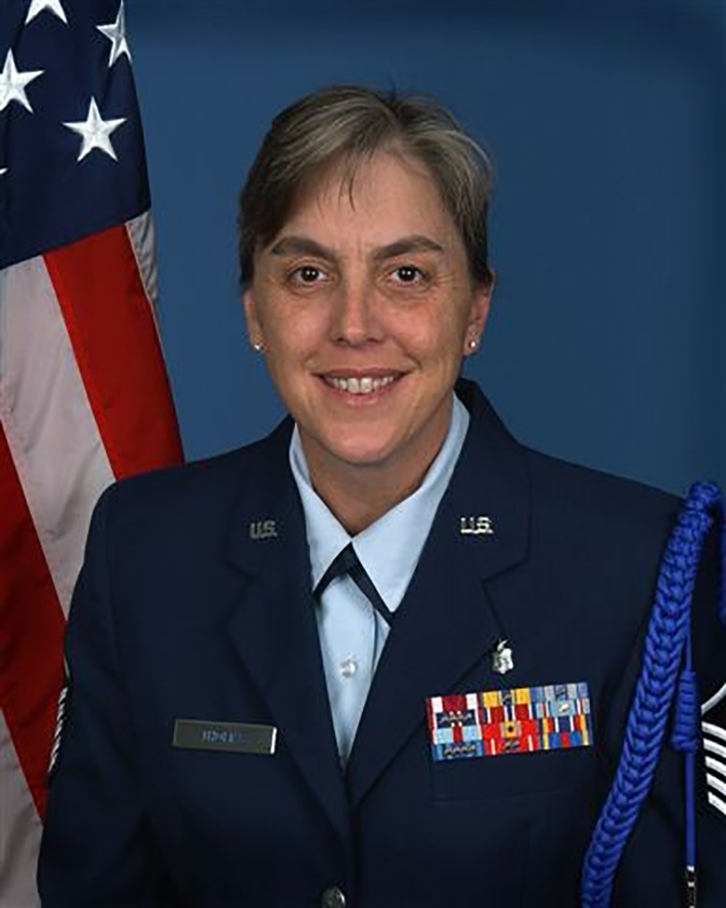 Mary Thomas is pictured in her Air Force uniform.