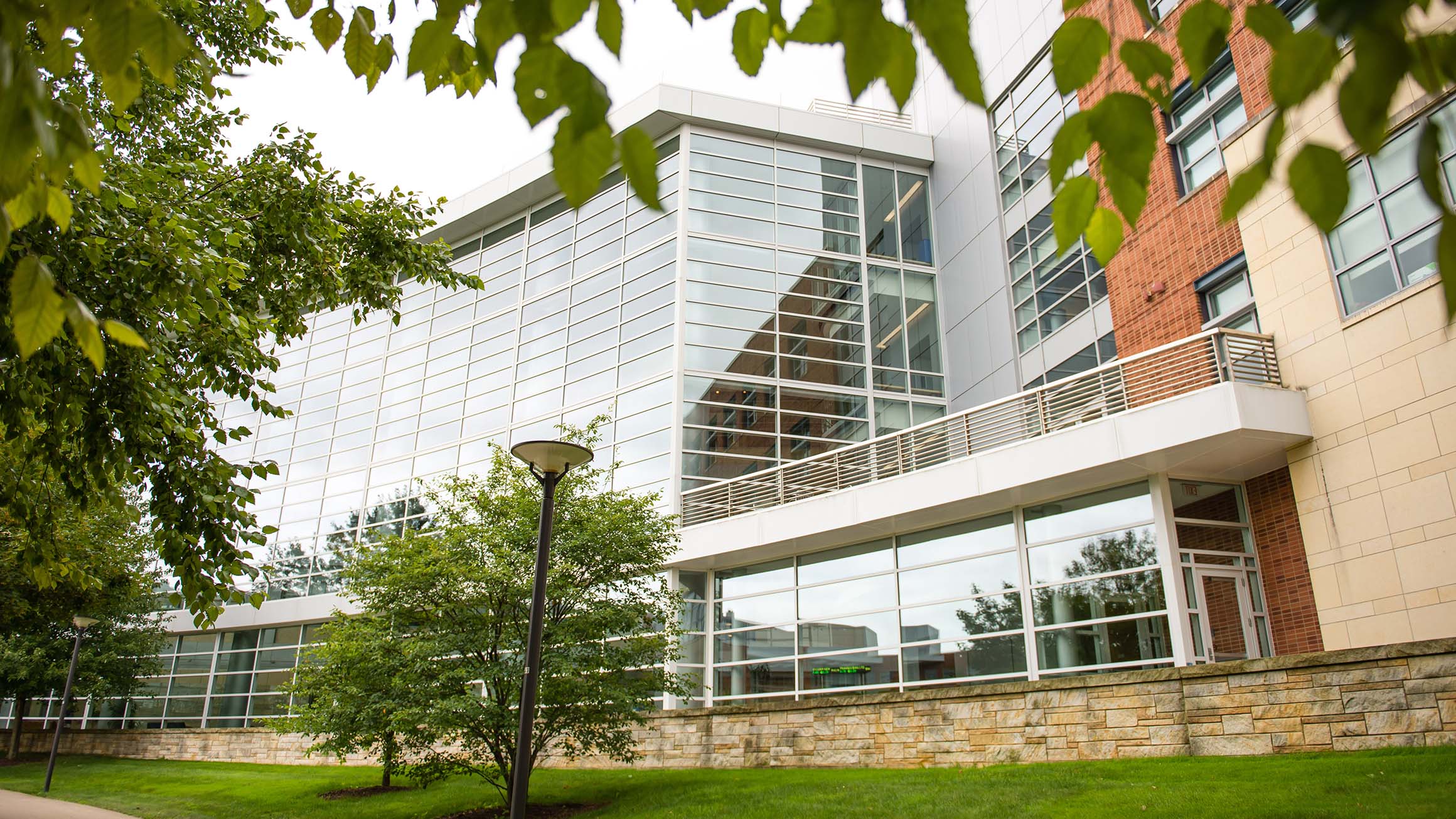 A wide shot of the Smeal Business Building at the University Park campus.