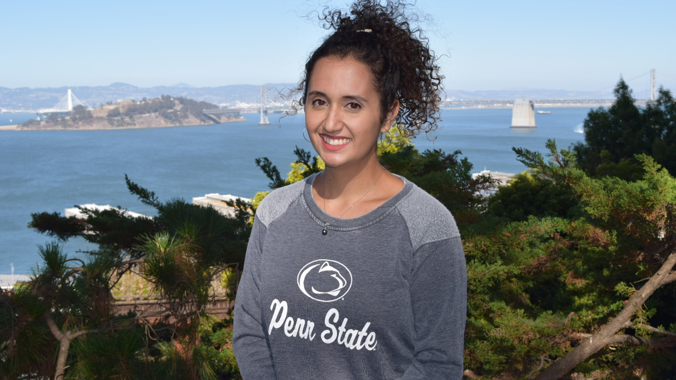 Melissa Gonzalez wears a Penn State sweatshirt