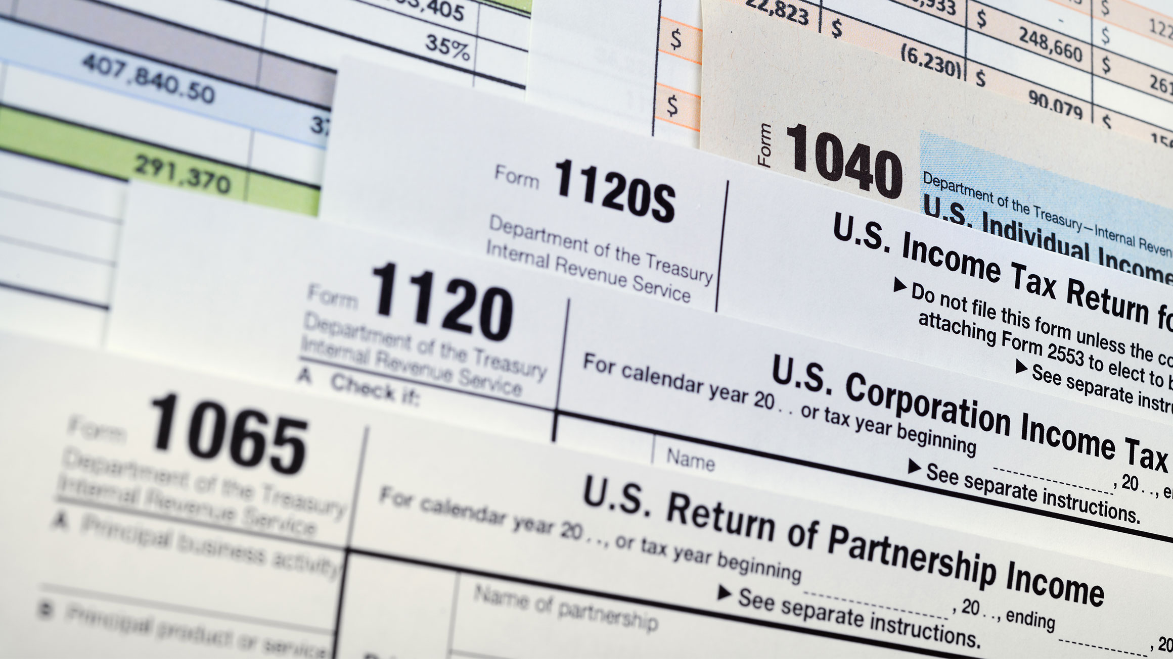 a variety of tax forms are shown