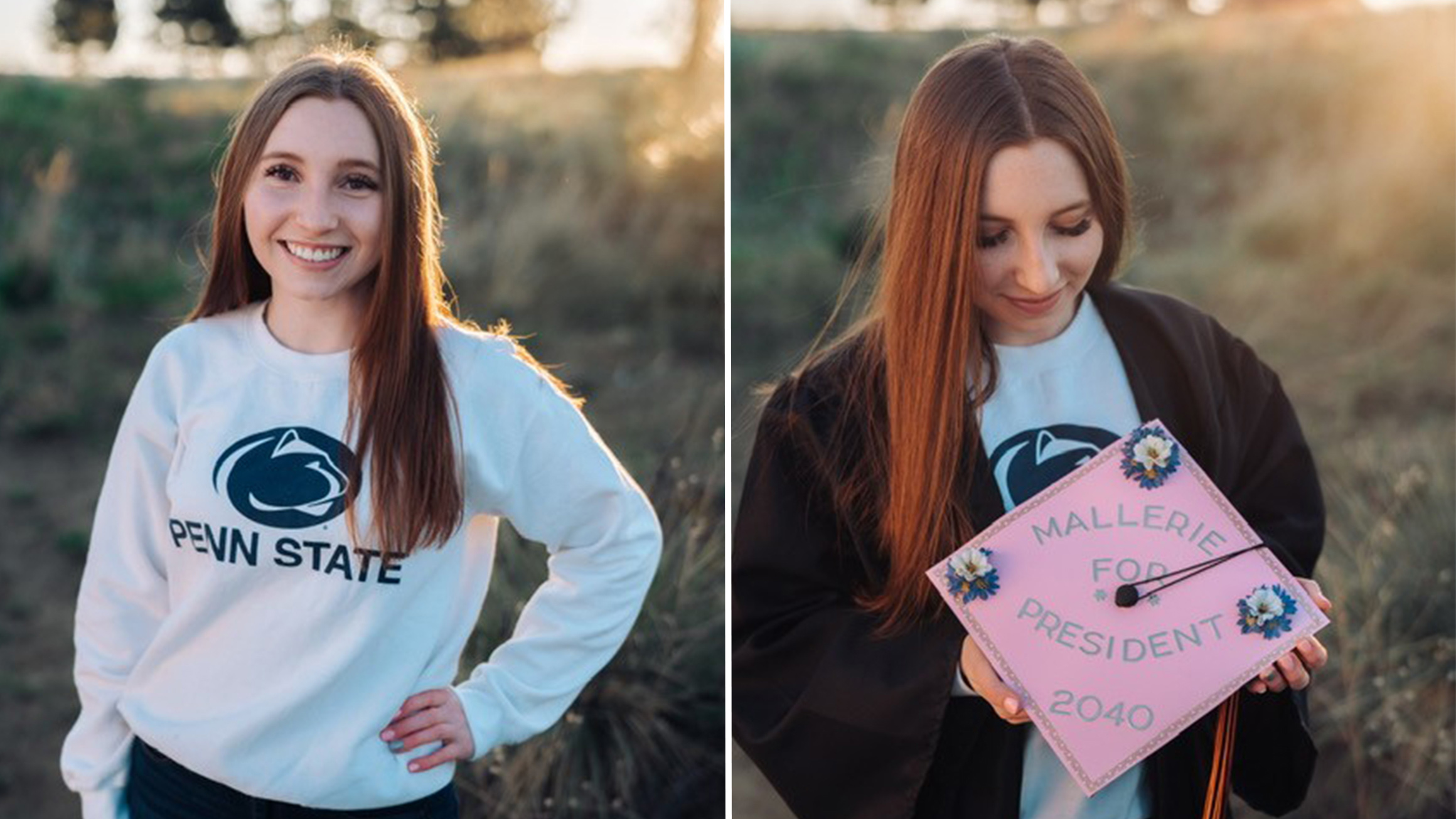Portraits of Mallerie Stromswold show her wearing Penn State apparel