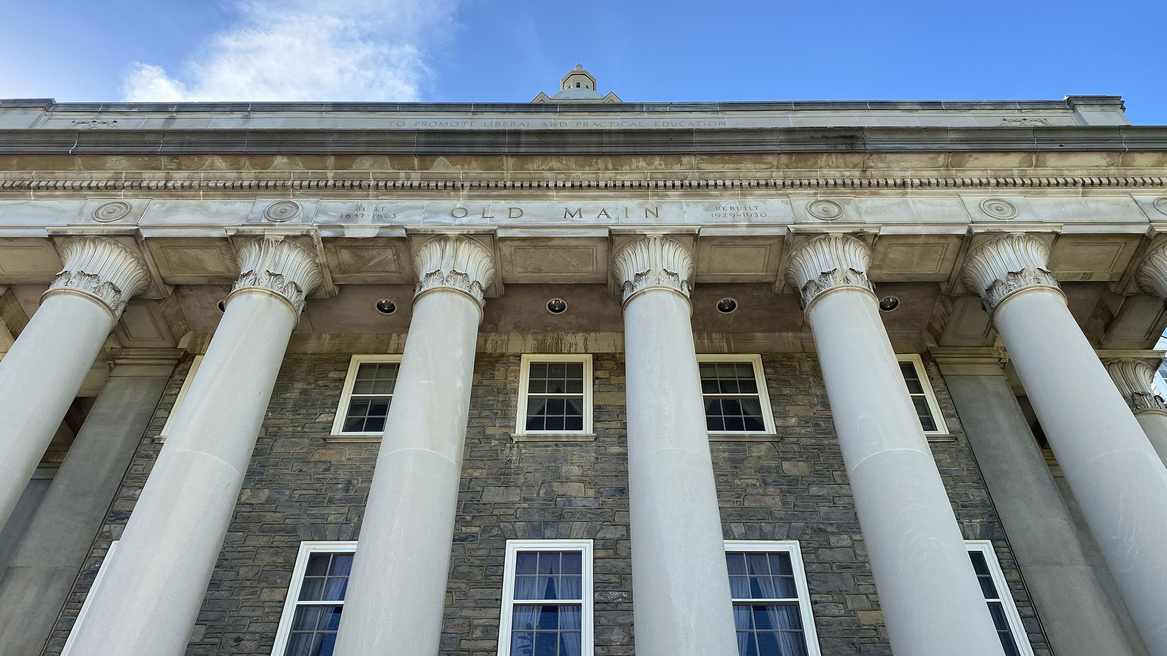 The columns of the front of Old Main