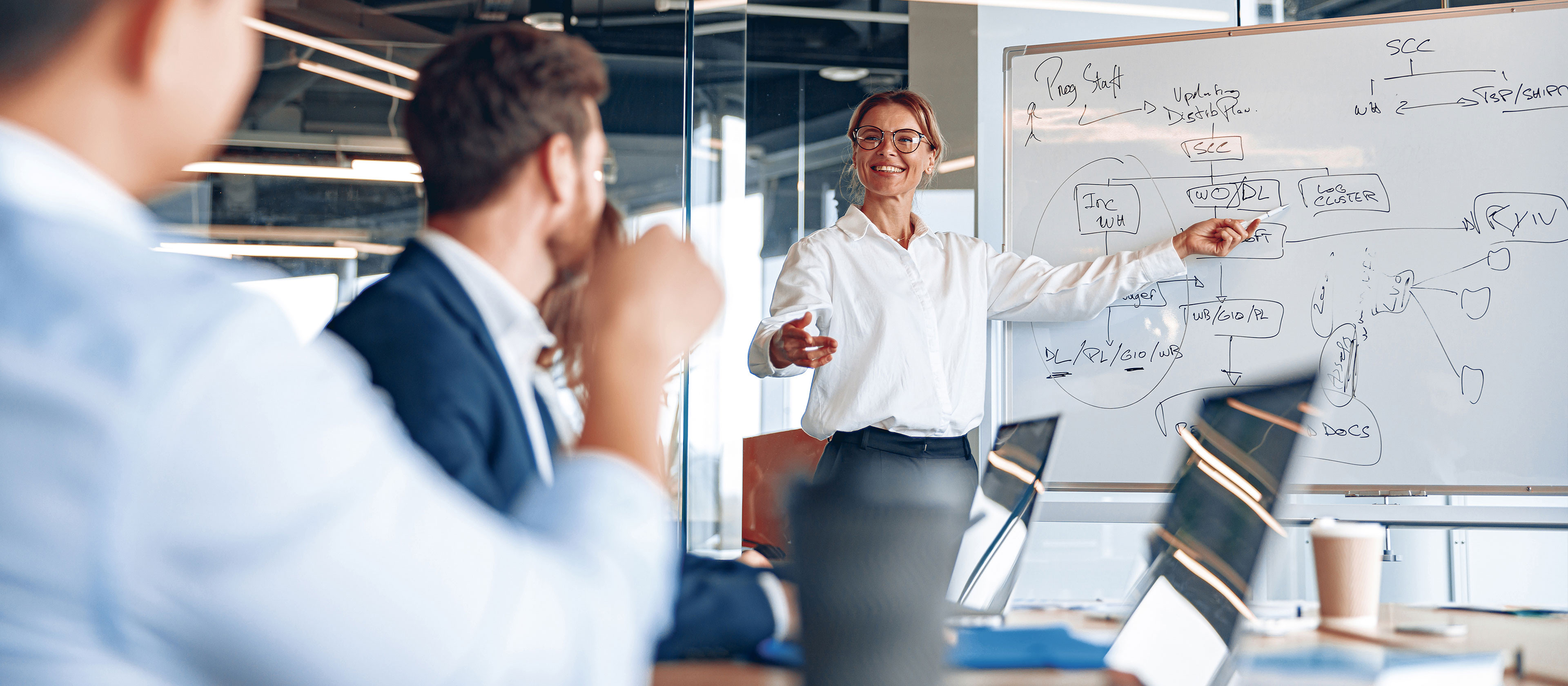 leadership professional presenting during a meeting