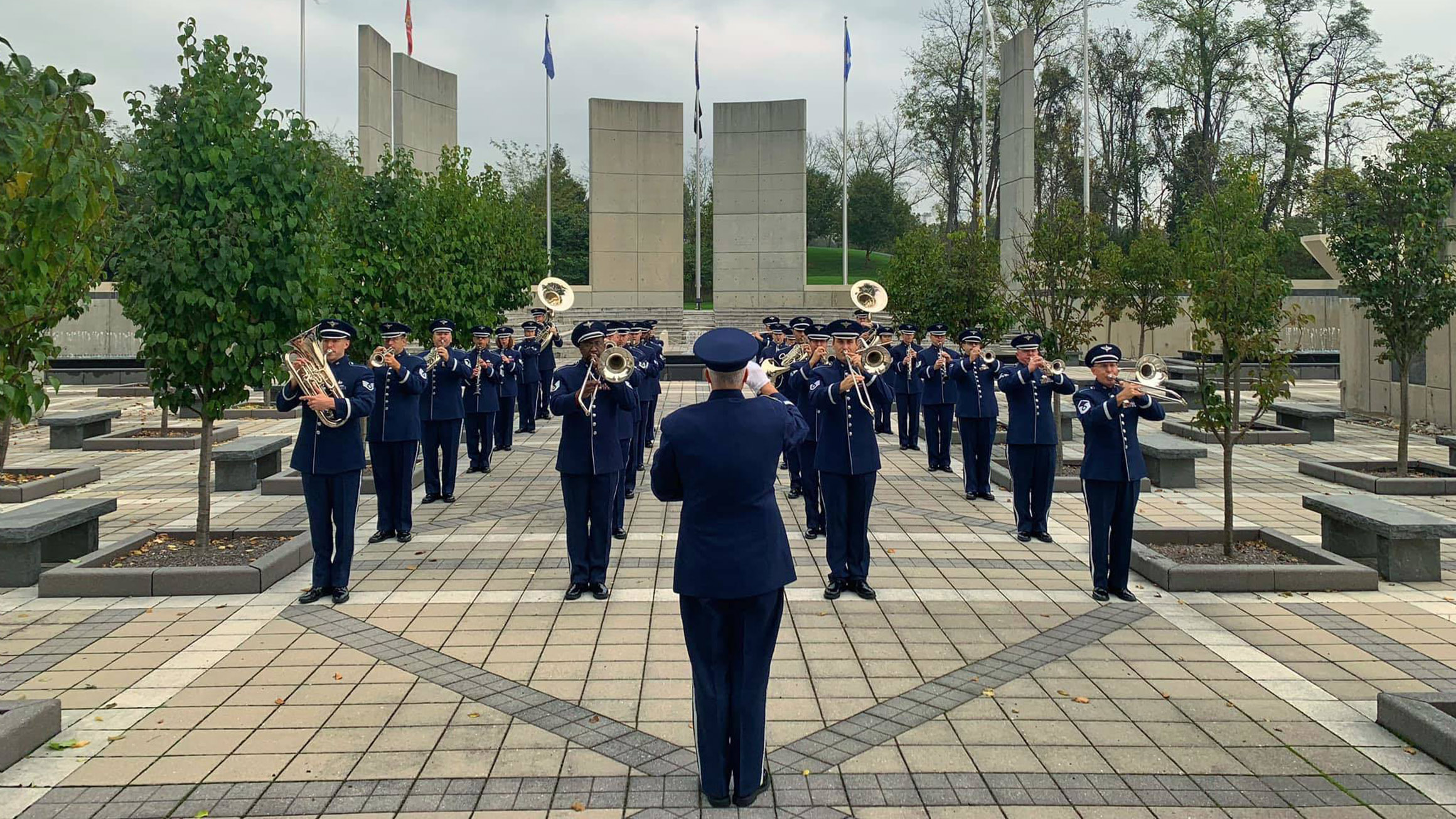 Members of the Pennsylvania National Guard Brand of the Northeast play musical instruments