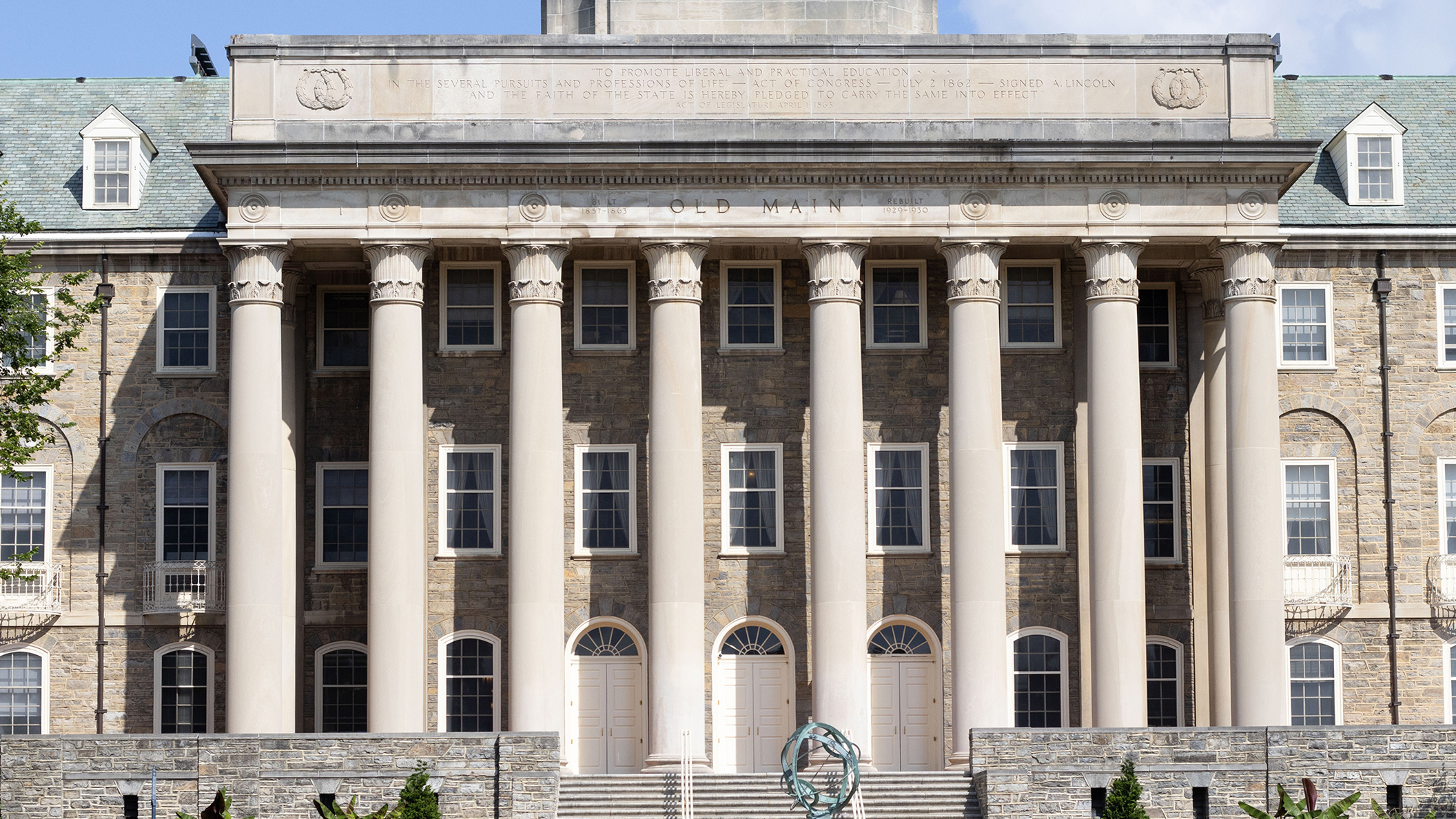 The exterior of Old Main at Penn State University Park.