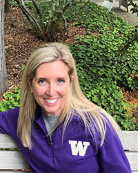 Serena Carlson sits on a park bench