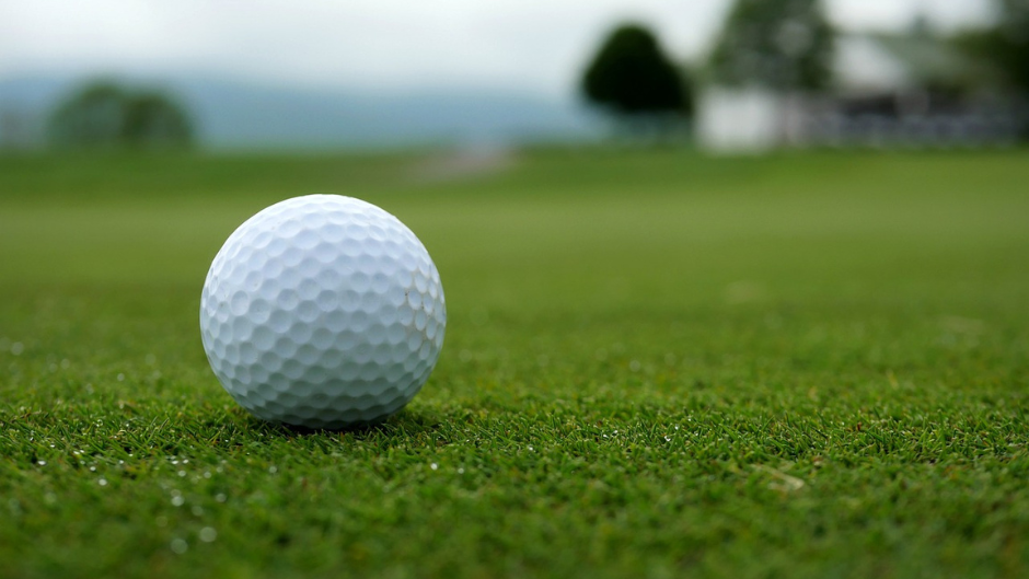 Golf ball sitting on well maintained turfgrass