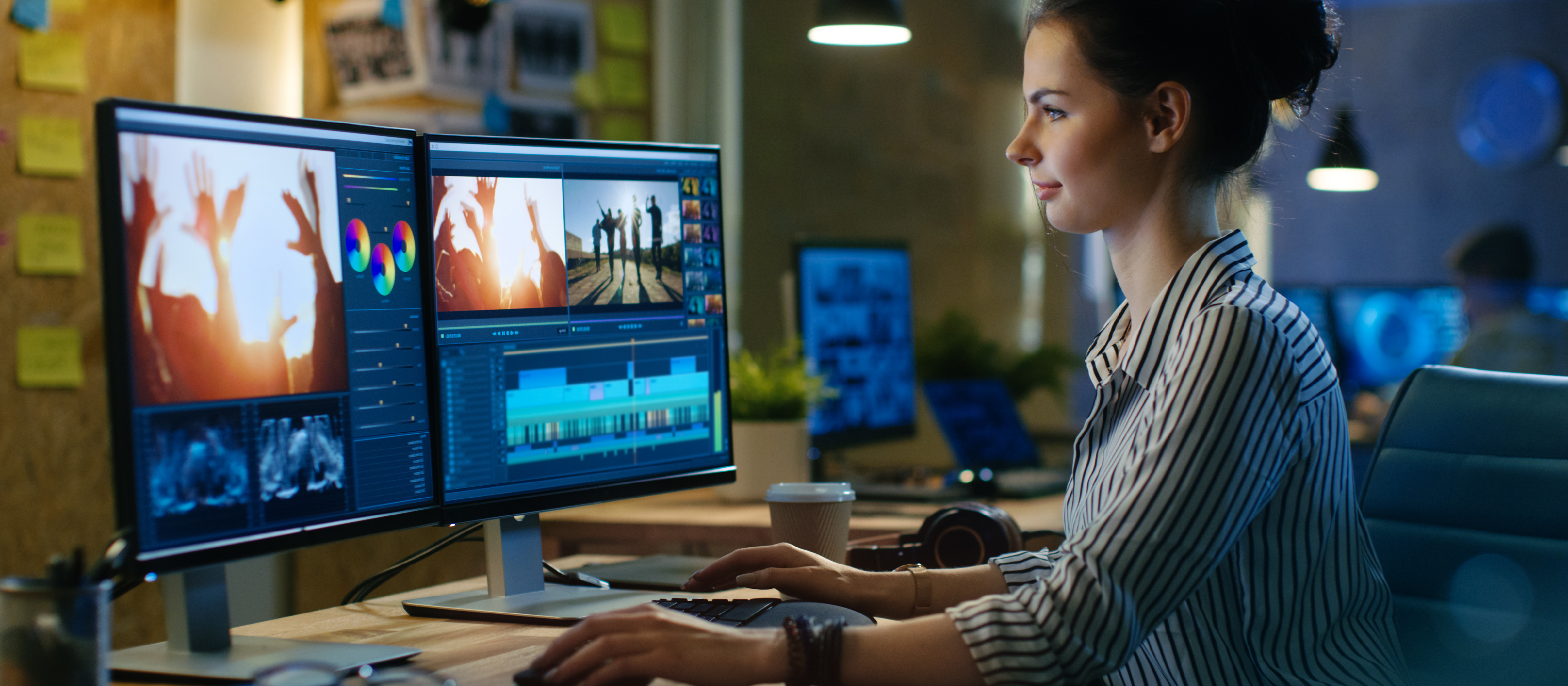 journalist edits on a computer 