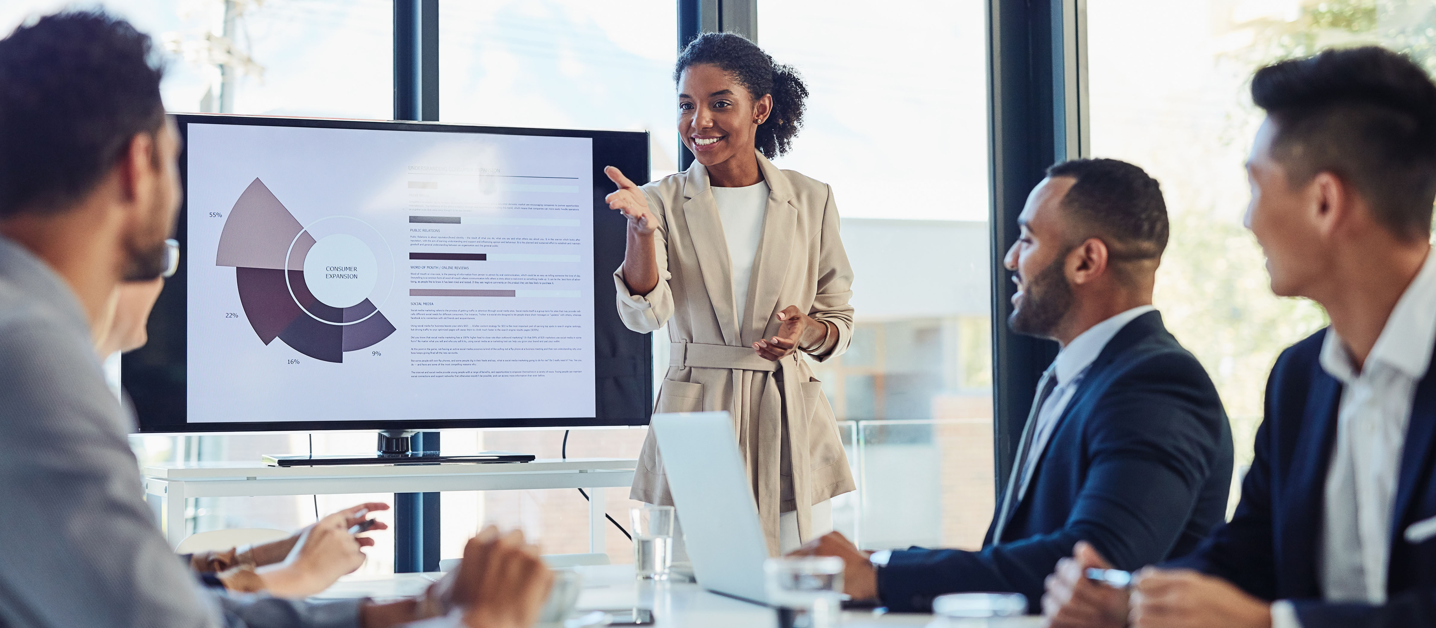 person presenting a presentation during a meeting