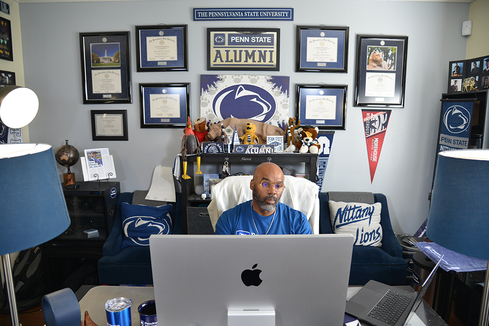 Corey Wheeler working in home office