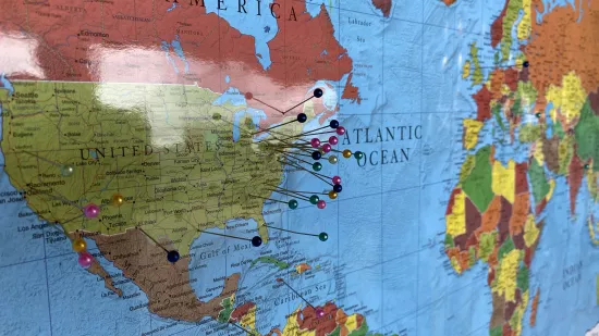 A world map is pinned to show locations where Penn State World Campus students are located.