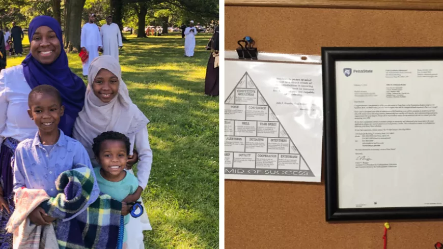 Graduate poses with her children