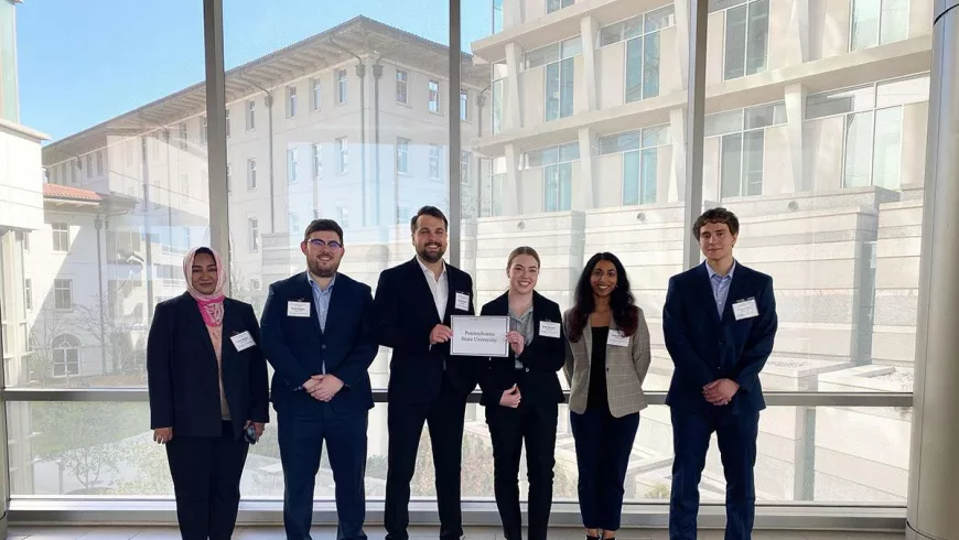 Penn State students Laraib Mazhar, Noah Yeagley, Seth Wilkinson, Belle Peterson, Deepa Kadidahl and Andrew Yeich competed in the Emory Morningside Global Health Case Competition in Atlanta on March 18, 2023.